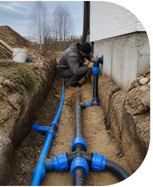 Монтаж наружного водопровода на участке под ключ в Канске